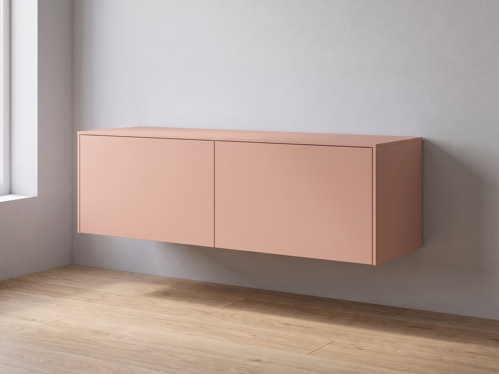 IKEA BESTÅ tv-meubel 120 × 42 × 38 cm met FrontLab-deuren, bovenblad en zijpanelen in Peach Blush