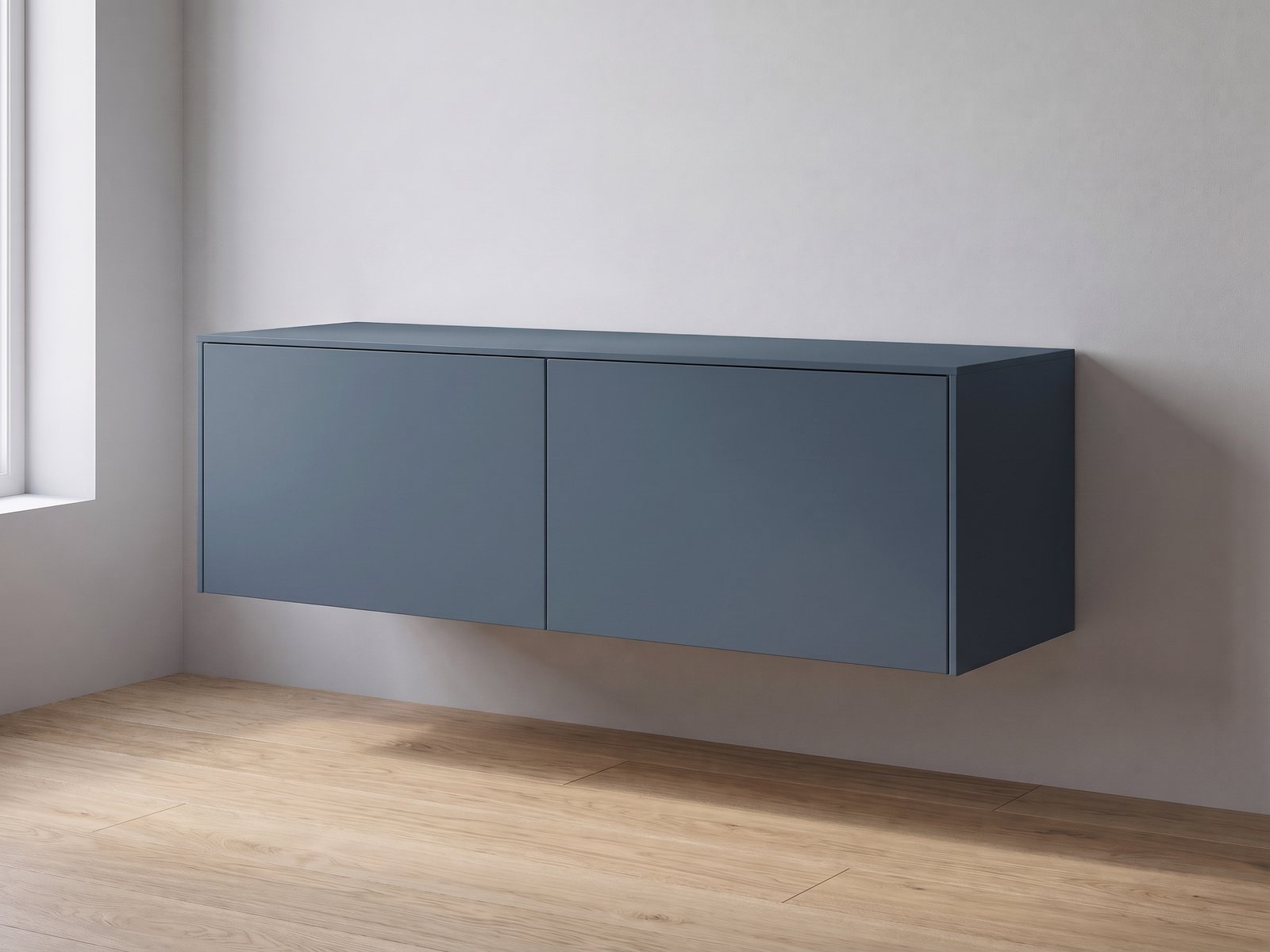 IKEA BESTÅ tv-meubel 120 × 42 × 38 cm met FrontLab-deuren, bovenblad en zijpanelen in Glacier Blue