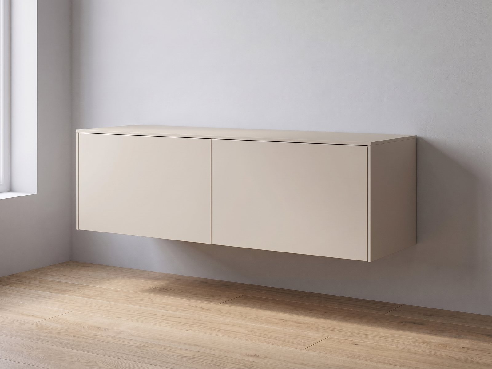 IKEA BESTÅ tv-meubel 120 × 42 × 38 cm met FrontLab-deuren, bovenblad en zijpanelen in Cashmere Stone