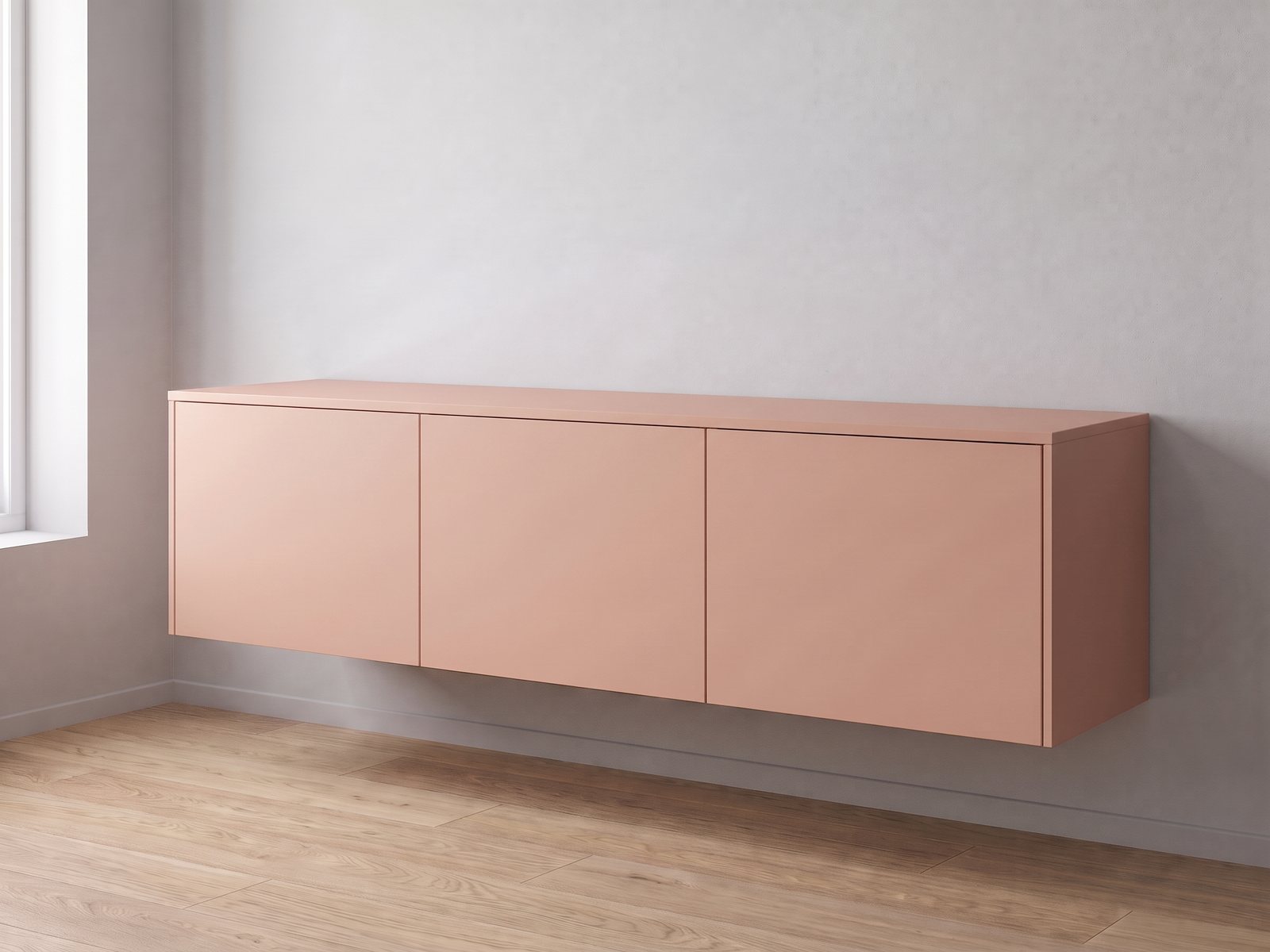 IKEA BESTÅ tv-meubel 180 × 42 × 38 cm met FrontLab-deuren, bovenblad en zijpanelen in Peach Blush