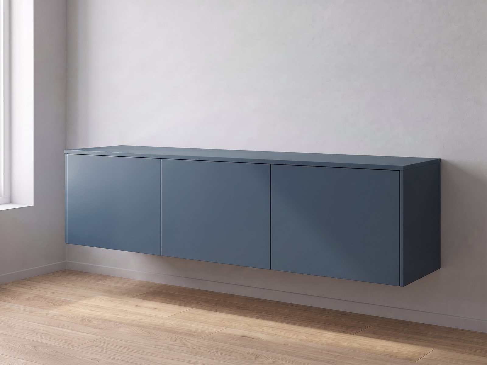 IKEA BESTÅ tv-meubel 180 × 42 × 38 cm met FrontLab-deuren, bovenblad en zijpanelen in Glacier Blue