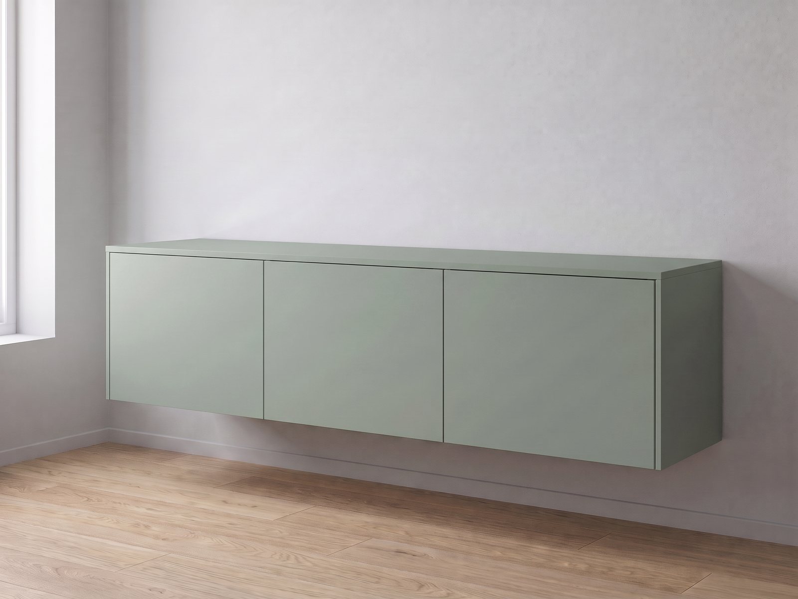 IKEA BESTÅ tv-meubel 180 × 42 × 38 cm met FrontLab-deuren, bovenblad en zijpanelen in Sage Leaf