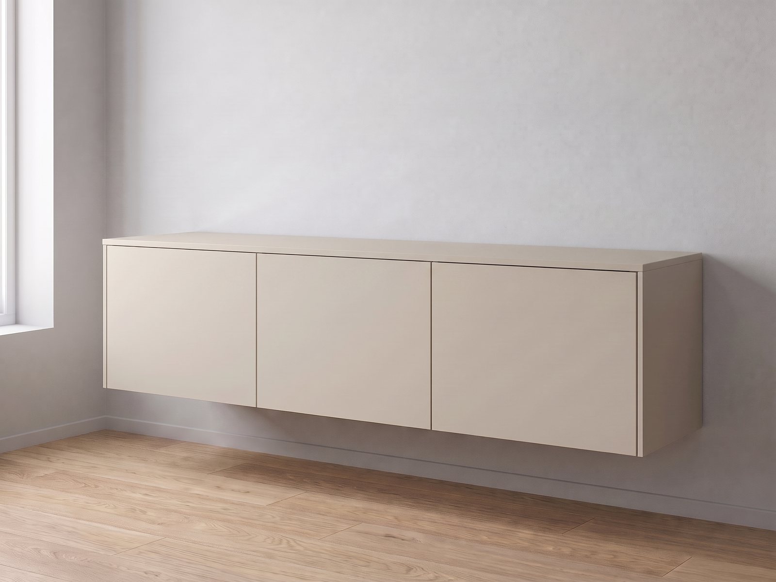 IKEA BESTÅ tv-meubel 180 × 42 × 38 cm met FrontLab-deuren, bovenblad en zijpanelen in Cashmere Stone