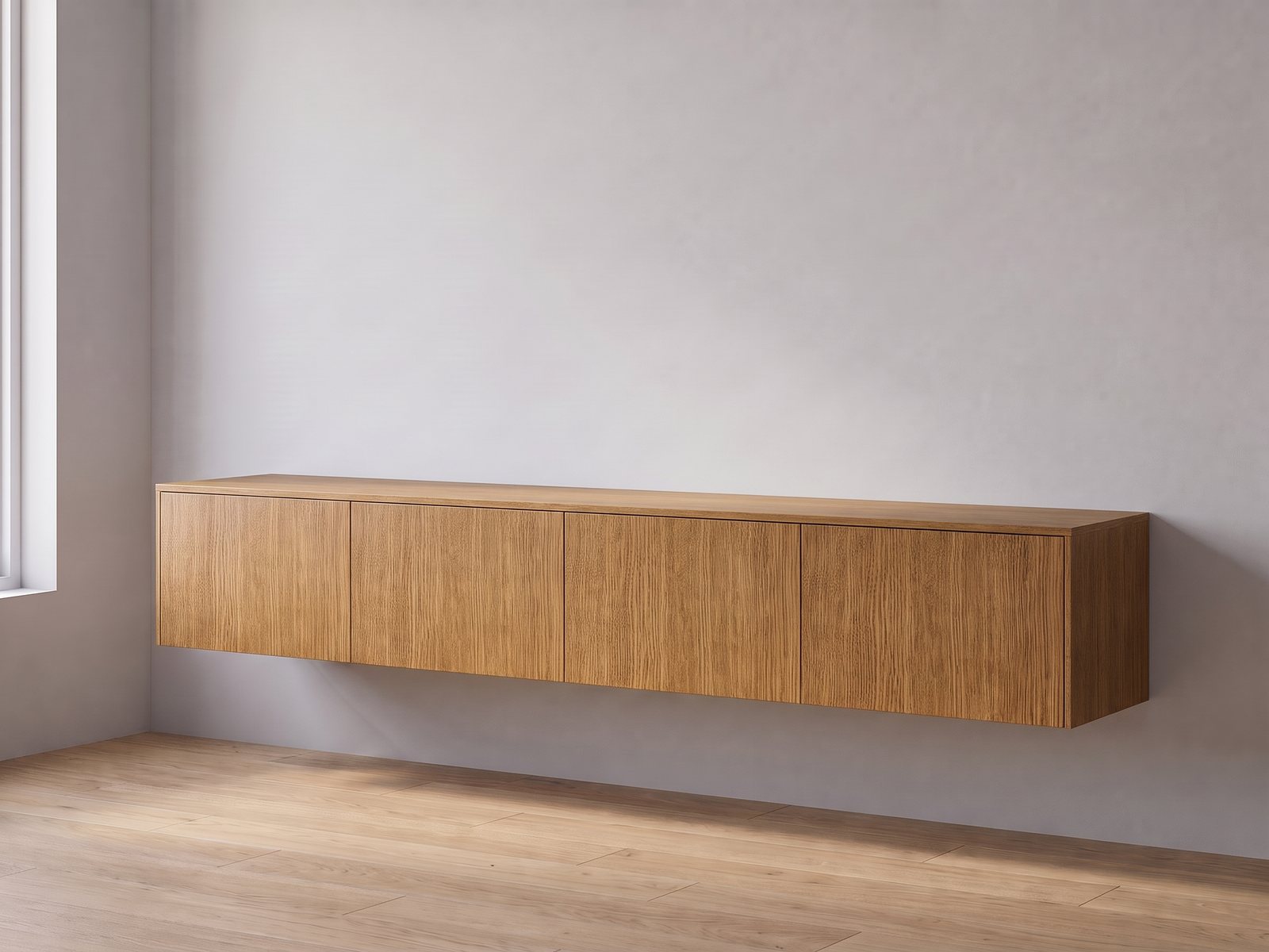IKEA BESTÅ tv-meubel 240 × 42 × 38 cm met FrontLab-deuren, bovenblad en zijpanelen in Bourbon Oak