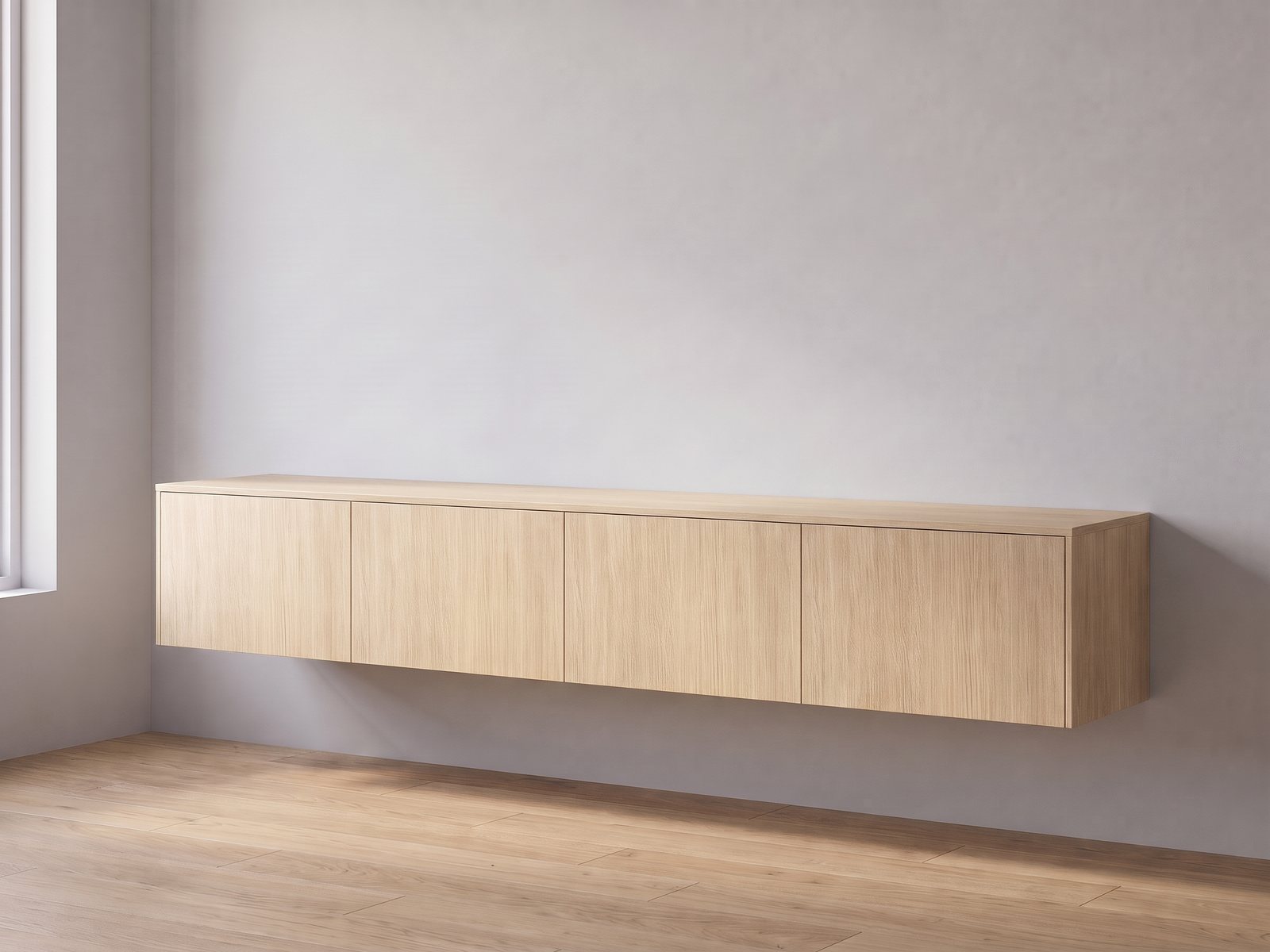 IKEA BESTÅ tv-meubel 240 × 42 × 38 cm met FrontLab-deuren, bovenblad en zijpanelen in Driftwood Oak