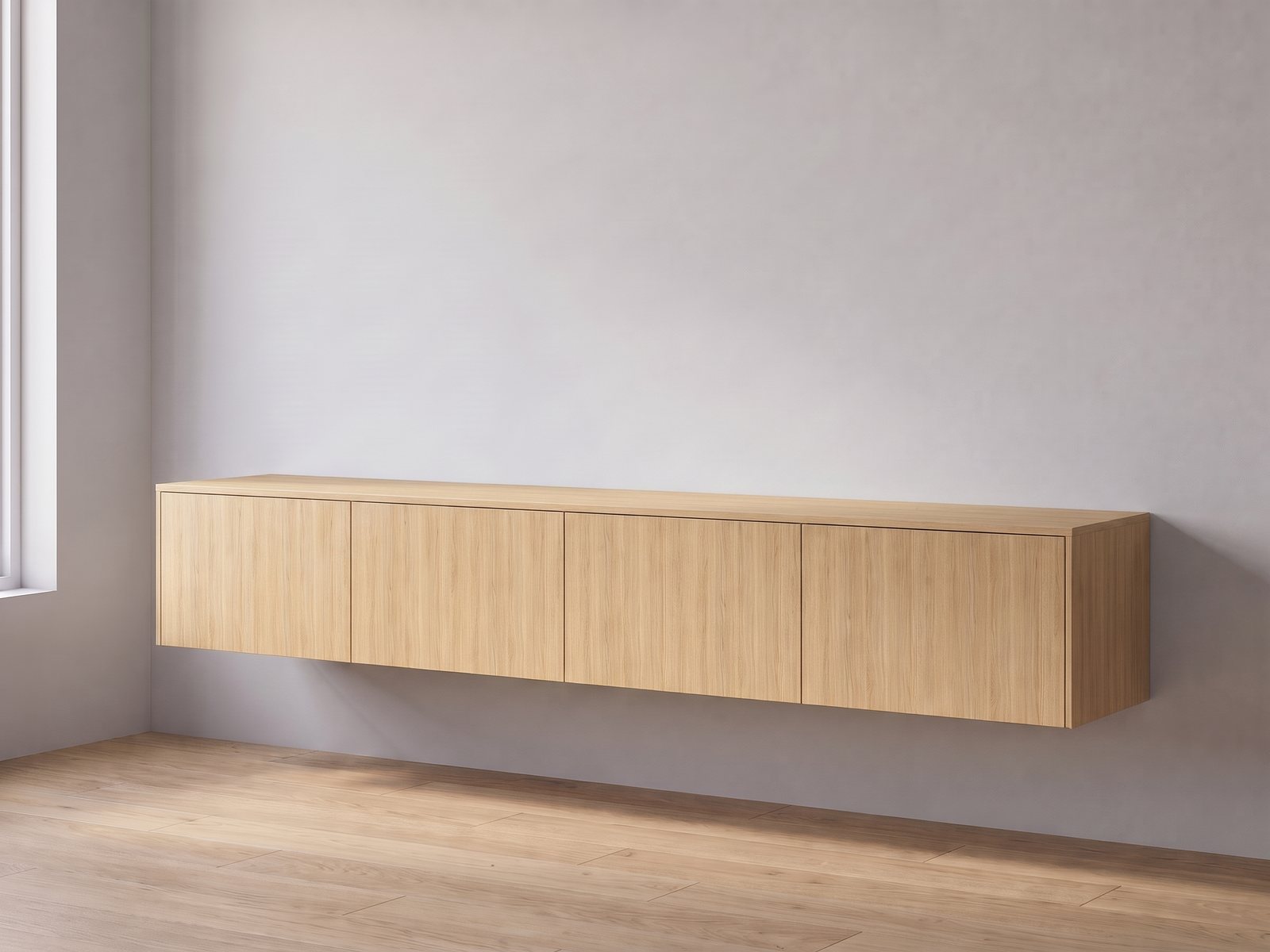 IKEA BESTÅ tv-meubel 240 × 42 × 38 cm met FrontLab-deuren, bovenblad en zijpanelen in Dune Oak