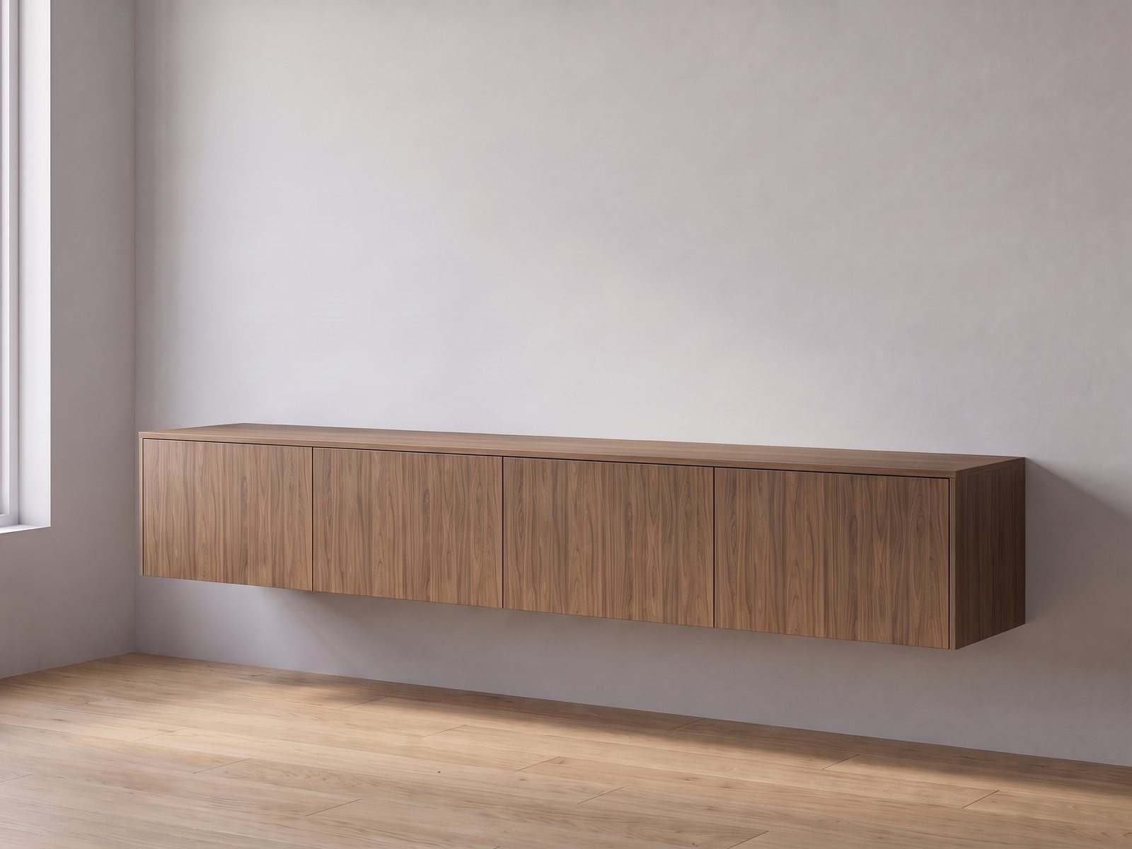 IKEA BESTÅ tv-meubel 240 × 42 × 38 cm met FrontLab-deuren, bovenblad en zijpanelen in Cognac Walnut