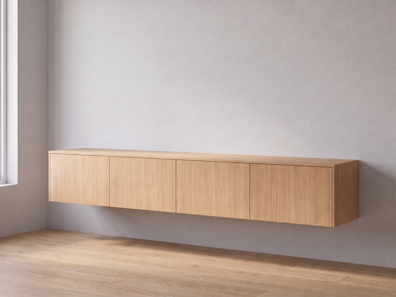 IKEA BESTÅ tv-meubel 240 × 42 × 38 cm met FrontLab-deuren, bovenblad en zijpanelen in Porcelain Oak