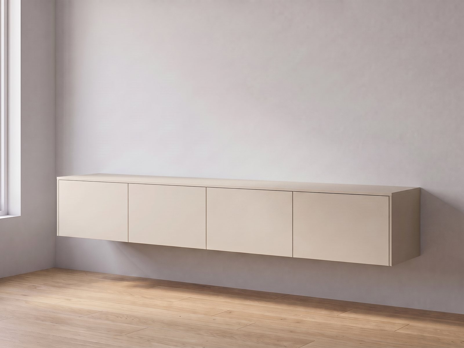 IKEA BESTÅ tv-meubel 240 × 42 × 38 cm met FrontLab-deuren, bovenblad en zijpanelen in Cashmere Stone