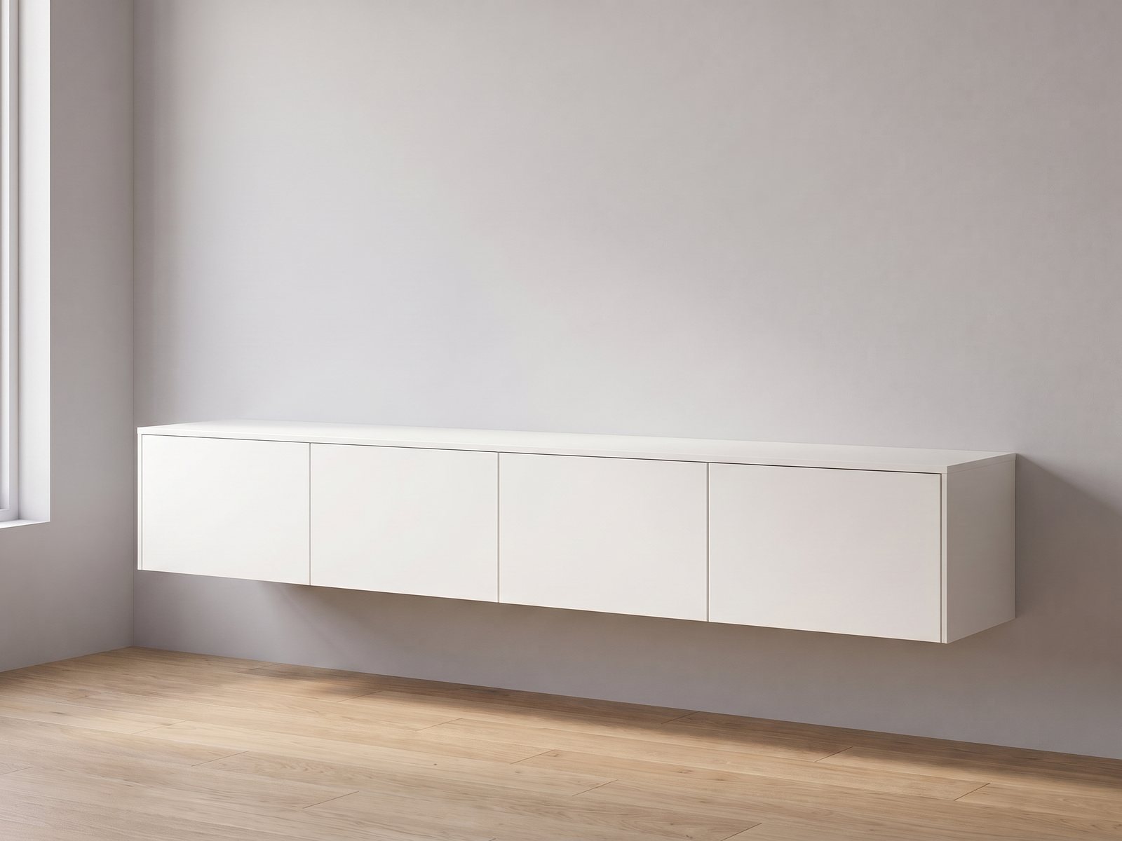 IKEA BESTÅ tv-meubel 240 × 42 × 38 cm met FrontLab-deuren, bovenblad en zijpanelen in Chalk White