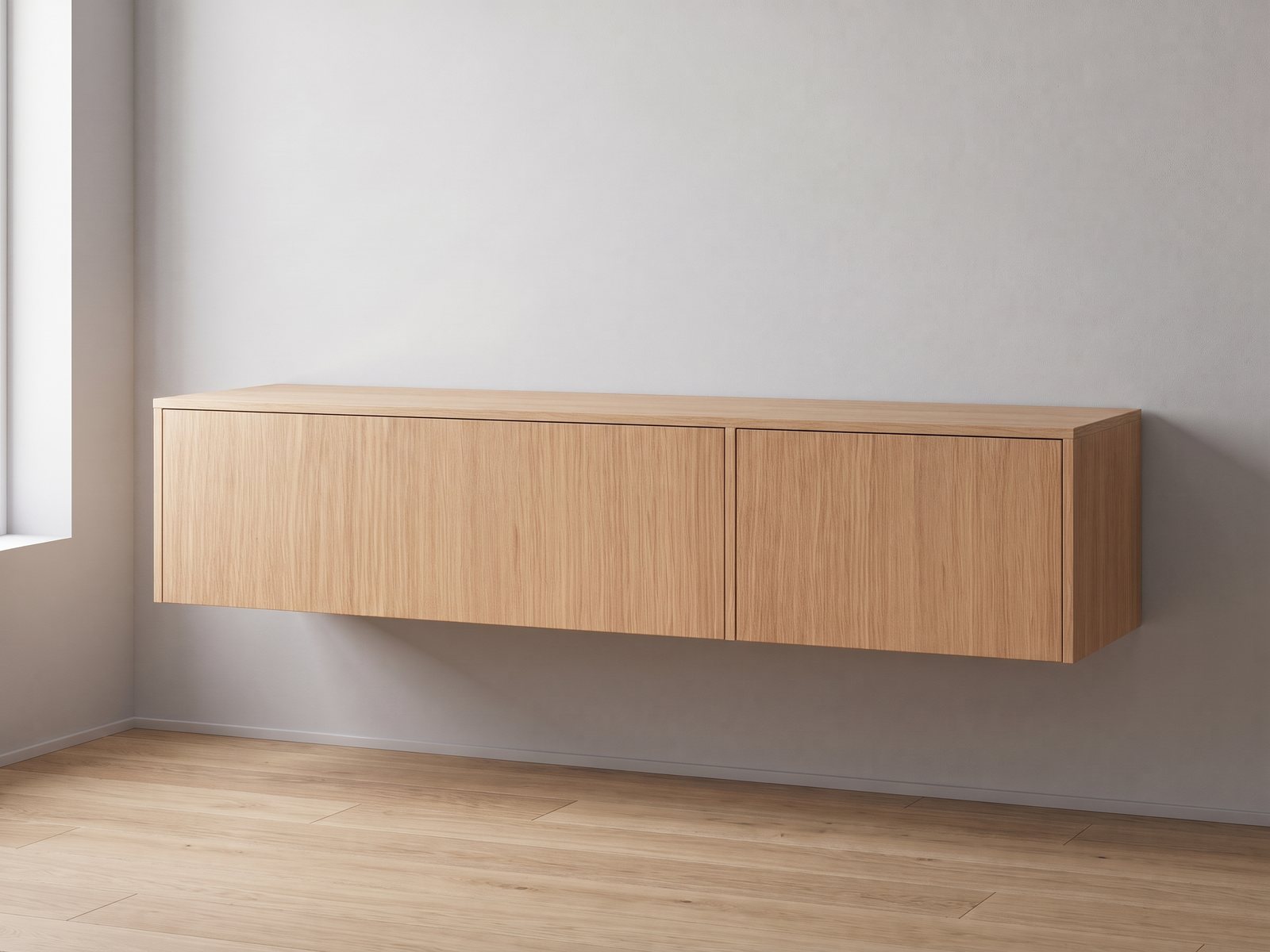 IKEA BESTÅ tv-meubel 180 × 42 × 38 cm met FrontLab-deur, ladefront, bovenblad en zijpanelen in Porcelain Oak