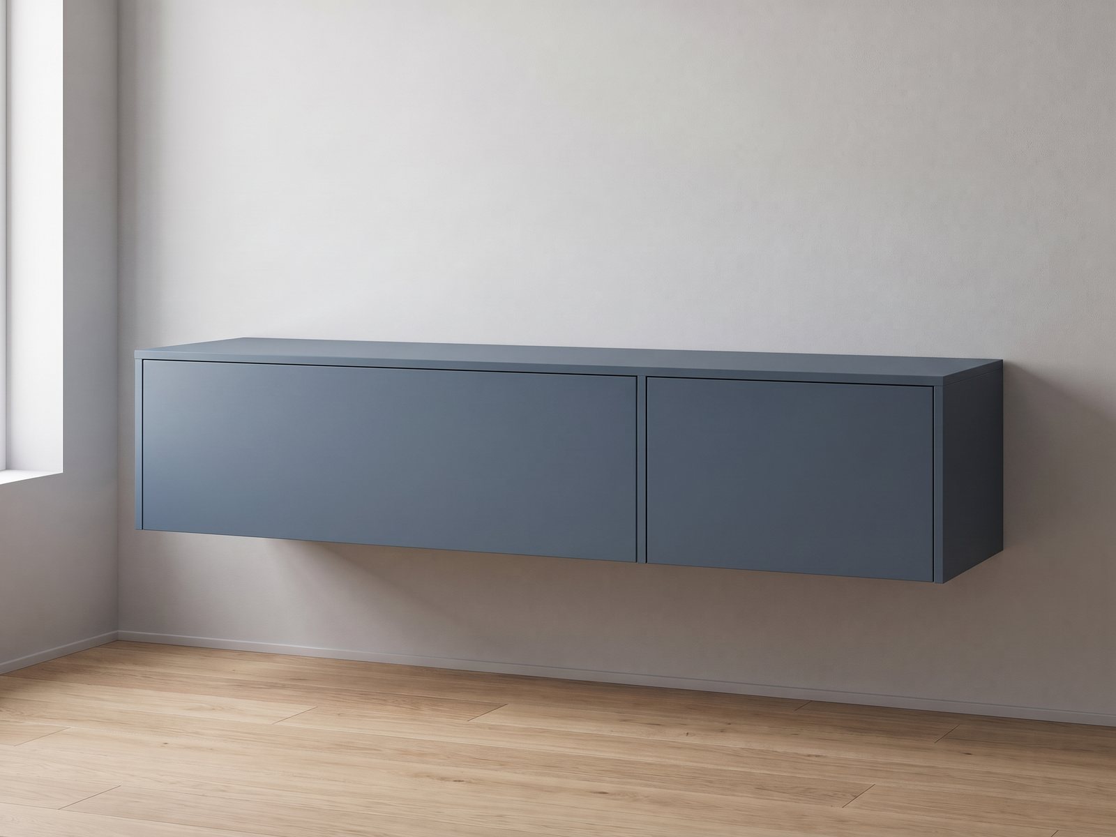 IKEA BESTÅ tv-meubel 180 × 42 × 38 cm met FrontLab-deur, ladefront, bovenblad en zijpanelen in Glacier Blue