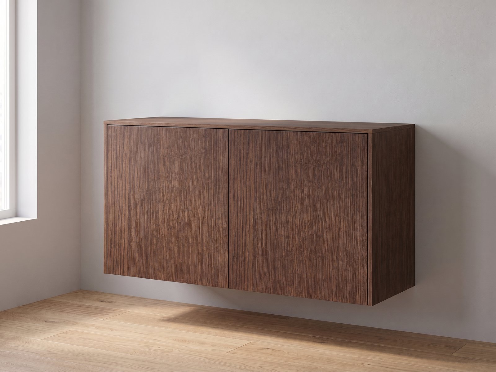 IKEA BESTÅ 120 × 42 × 64 cm met FrontLab-deuren, bovenblad en zijpanelen in Cocoa Oak