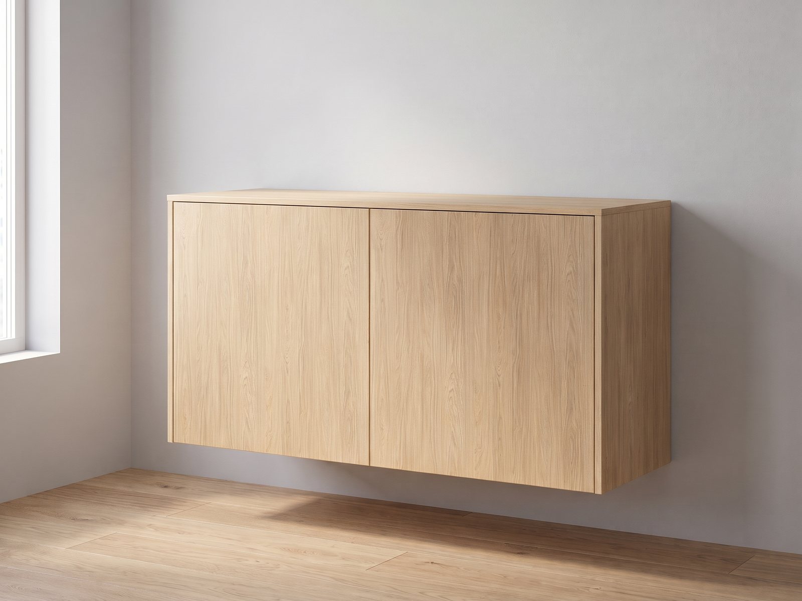 IKEA BESTÅ 120 × 42 × 64 cm met FrontLab-deuren, bovenblad en zijpanelen in Linen Oak