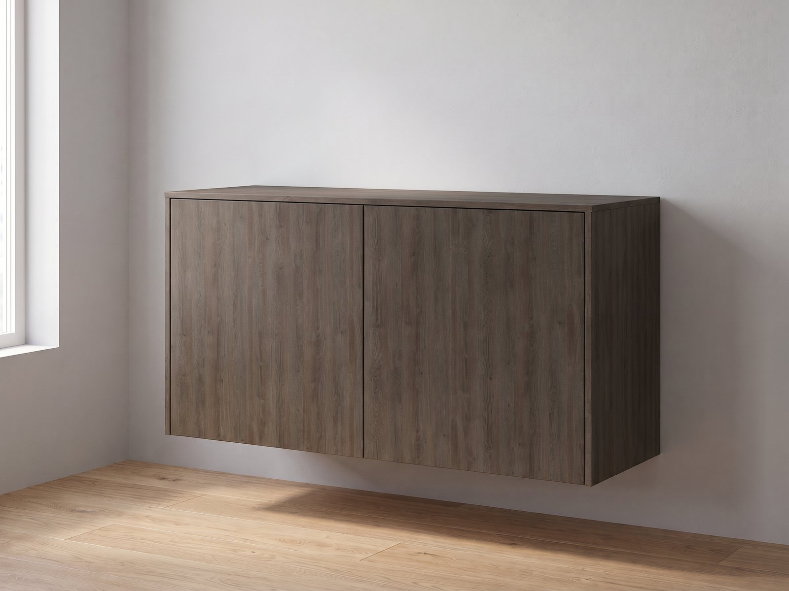IKEA BESTÅ 120 × 42 × 64 cm met FrontLab-deuren, bovenblad en zijpanelen in Smoked Oak