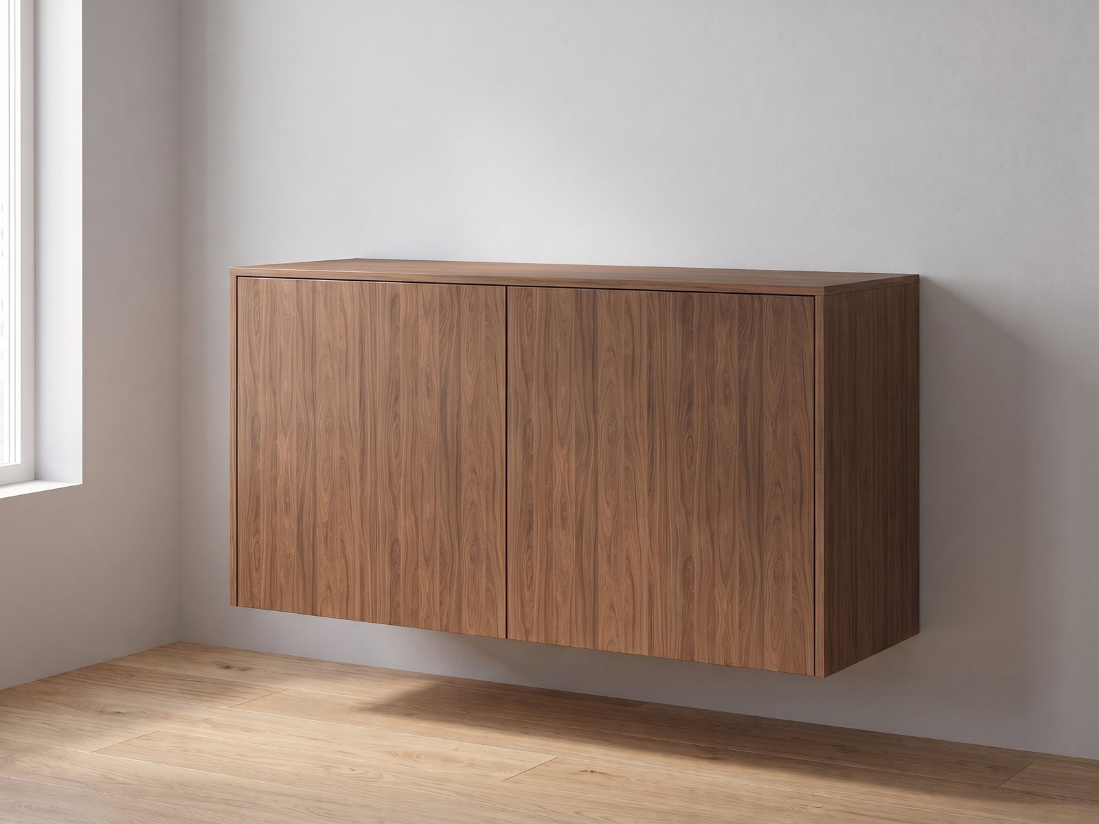IKEA BESTÅ 120 × 42 × 64 cm met FrontLab-deuren, bovenblad en zijpanelen in Cognac Walnut