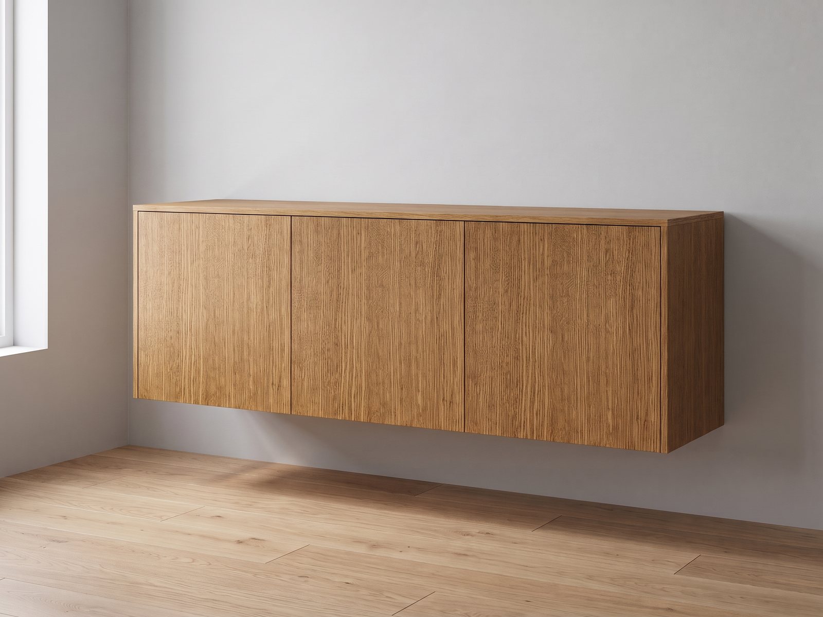 IKEA BESTÅ 180 × 42 × 64 cm met FrontLab-deuren, bovenblad en zijpanelen in Bourbon Oak