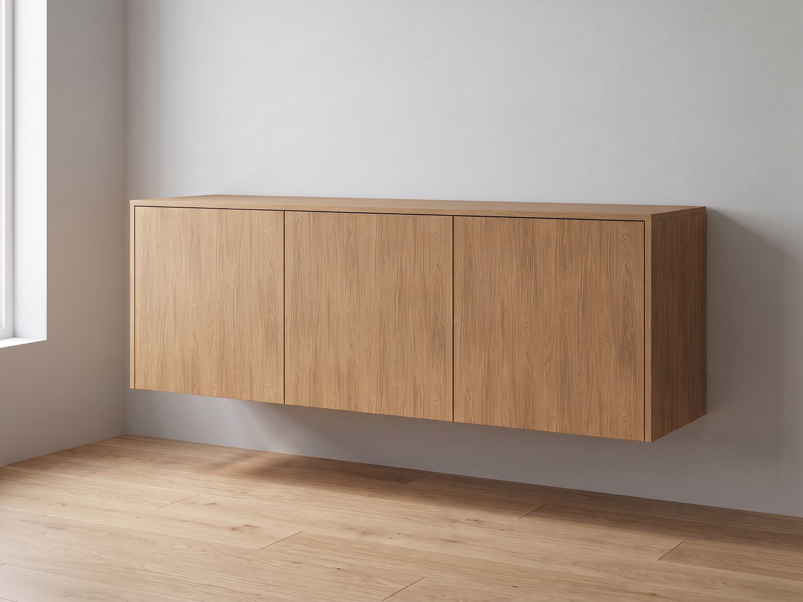 IKEA BESTÅ 180 × 42 × 64 cm met FrontLab-deuren, bovenblad en zijpanelen in Hazel Oak