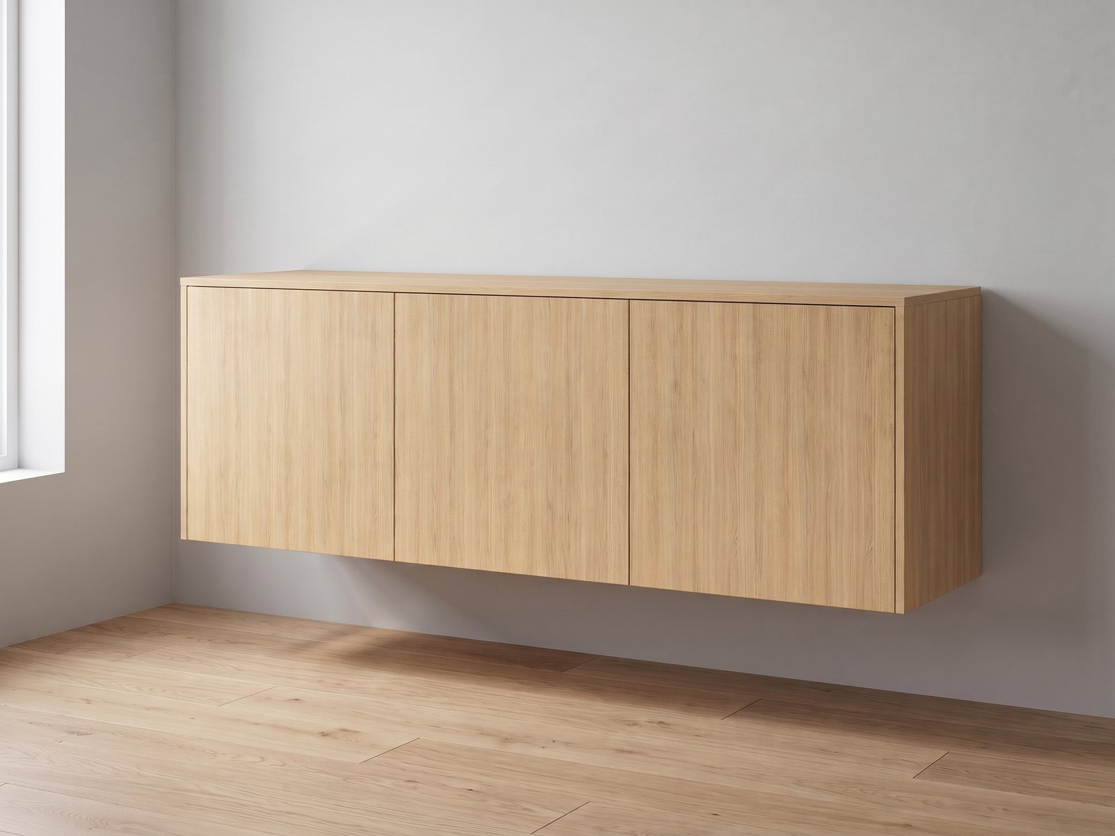 IKEA BESTÅ 180 × 42 × 64 cm met FrontLab-deuren, bovenblad en zijpanelen in Dune Oak