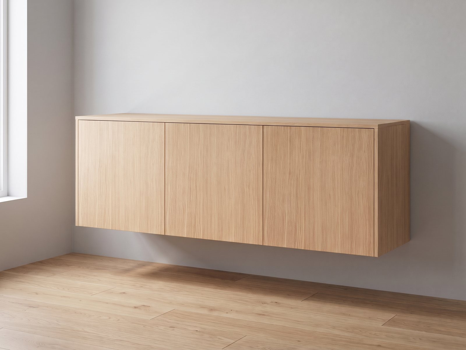 IKEA BESTÅ 180 × 42 × 64 cm met FrontLab-deuren, bovenblad en zijpanelen in Porcelain Oak