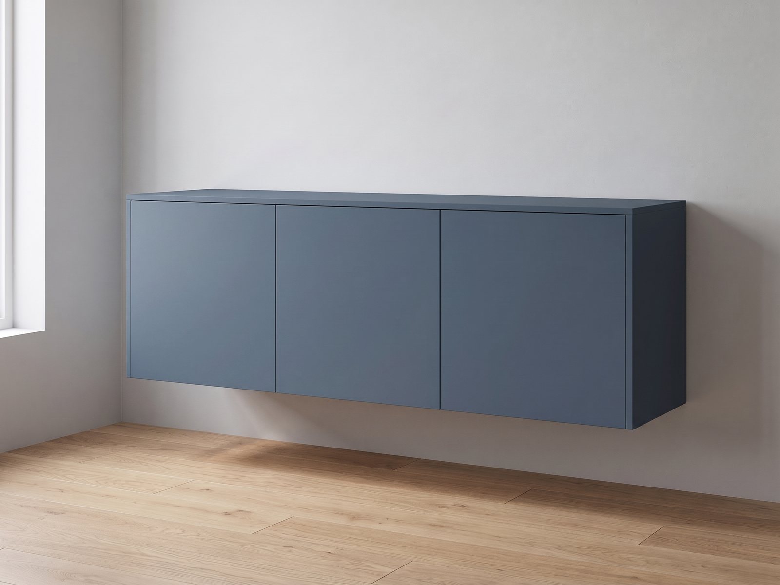 IKEA BESTÅ 180 × 42 × 64 cm met FrontLab-deuren, bovenblad en zijpanelen in Glacier Blue