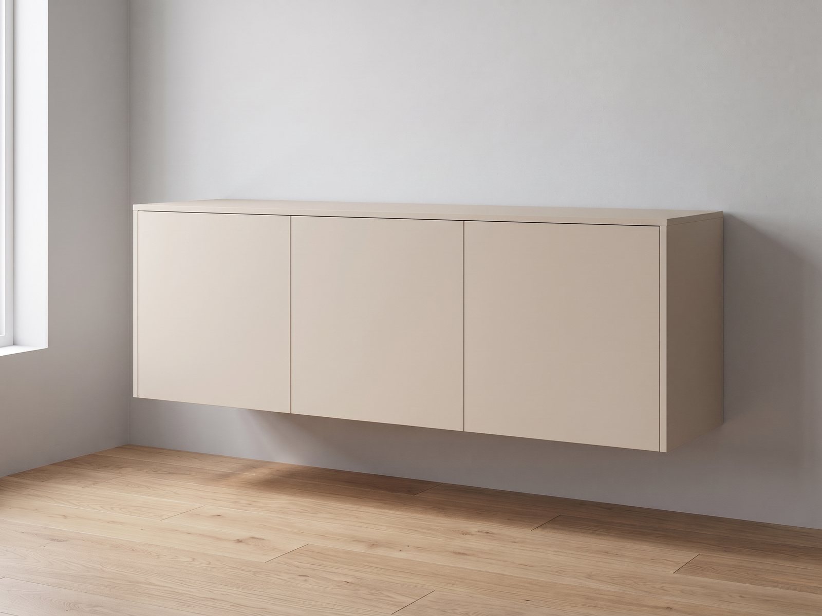 IKEA BESTÅ 180 × 42 × 64 cm met FrontLab-deuren, bovenblad en zijpanelen in Cashmere Stone