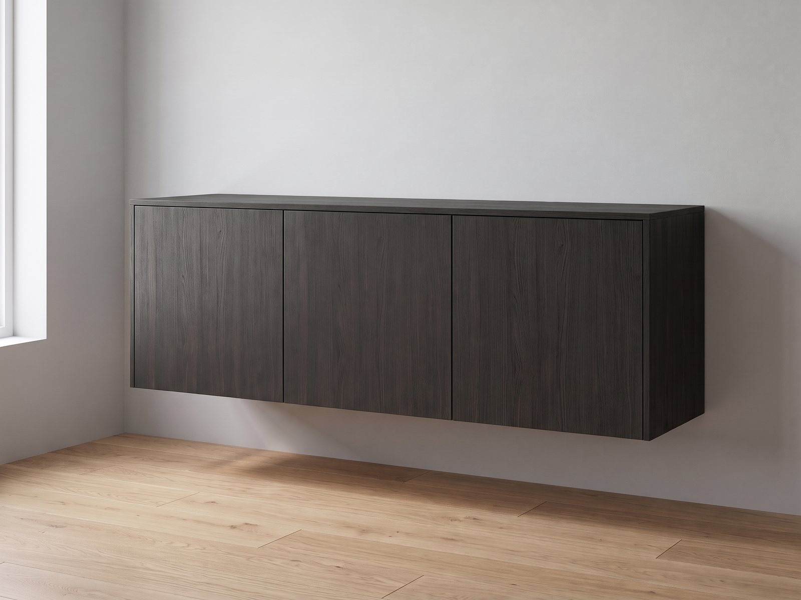 IKEA BESTÅ 180 × 42 × 64 cm met FrontLab-deuren, bovenblad en zijpanelen in Midnight Oak