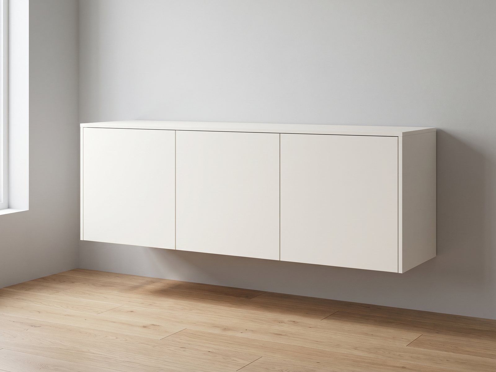 IKEA BESTÅ 180 × 42 × 64 cm met FrontLab-deuren, bovenblad en zijpanelen in Chalk White